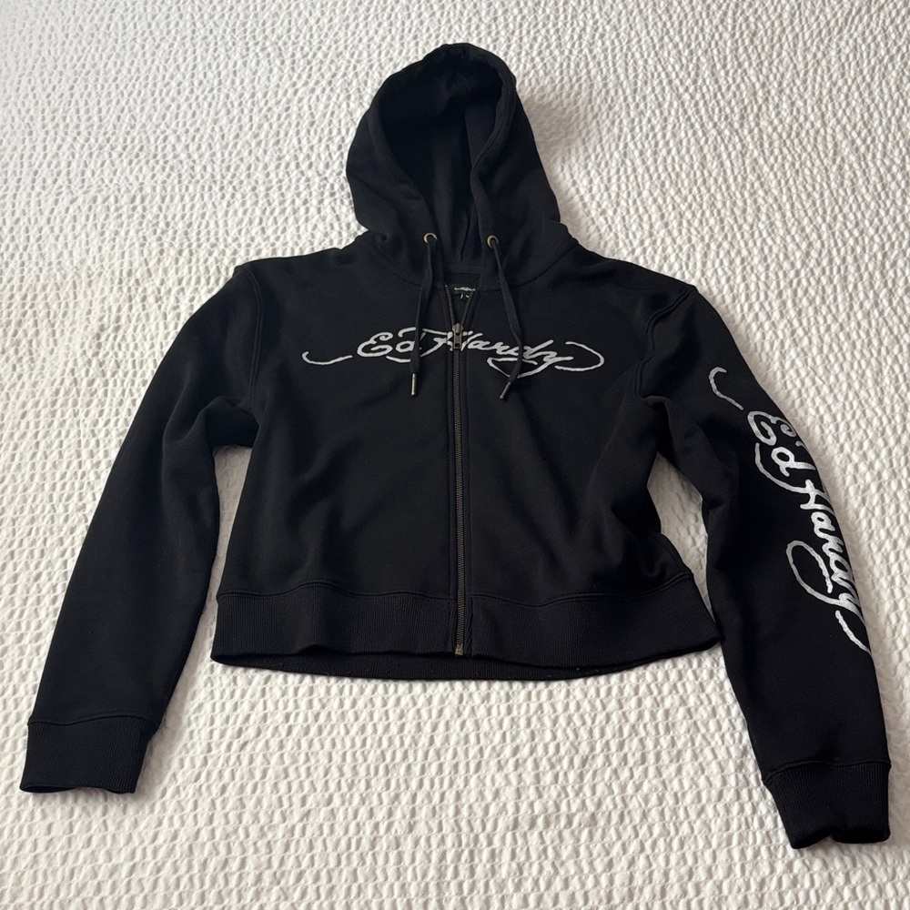 Ed Hardy Women's Black Zip-Up Hoodie